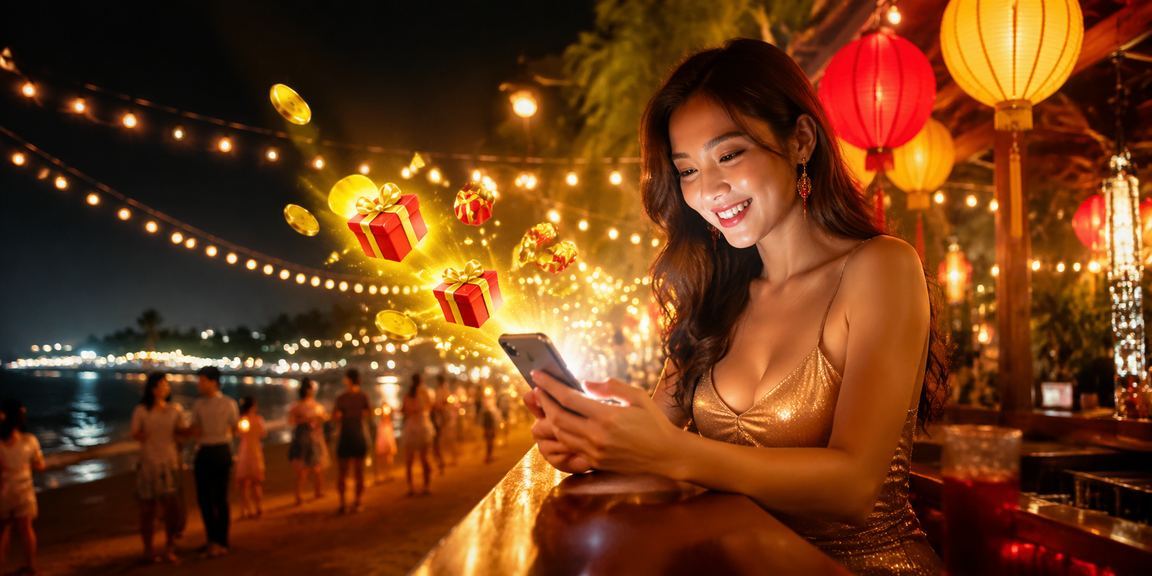 Người dùng chơi casino trên điện thoại tại chợ đêm Phú Quốc